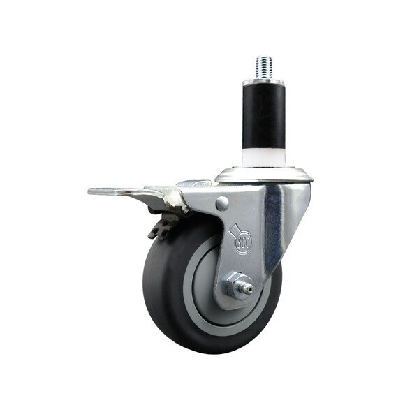 Service Caster 3.5'' SS Thermoplastic Rubber Swivel 1-3/8'' Expanding Stem Caster Total Lock Brake SCC-SSEXTTL20S3514-TPRB-138 - main